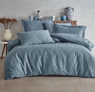 Pax jacquard pamučna posteljina, prirodna plava