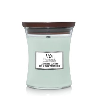 WoodWick Classic Sagewood & Seagrass mirisna svijeća, Medium