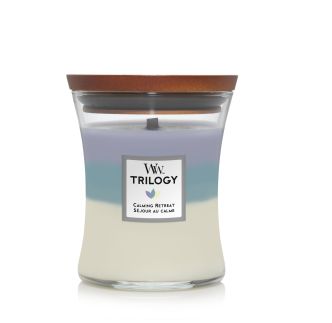 Woodwick Trilogy Calming Retreat mirisna svijeća, Medium