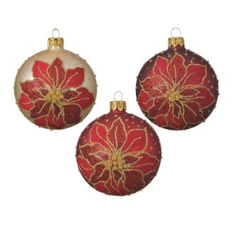 Staklena kugla Božićna zvijezda, mat, set 3 komada