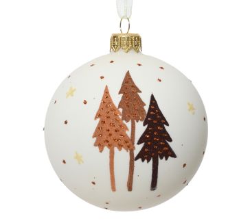 Staklena kugla Long trees, mat bijela