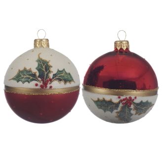 Staklena kugla Holly top, mat/sjajna, set 2 kugle