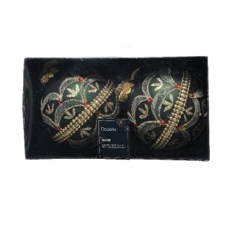 Staklena kugla Glitter diamond, set dvije, zelena