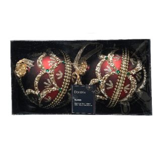 Staklena kugla Glitter diamond, set dvije, burgundy