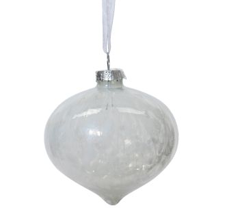 Staklena dekoracija Onion pearls, bijela