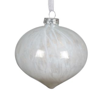 Staklena dekoracija Onion pearls, bijela velika