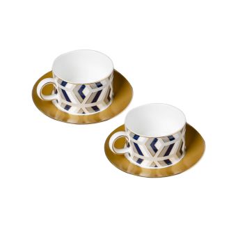 Modern porculanska šoljica i tanjir, set 2 komada