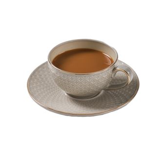 Artascope porculanske cafe šoljice i tanjirići, siva, set 6 komada