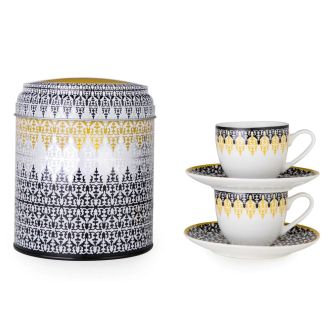 Limena kutija sa šoljicama i tanjirićima za kafu Safra, set od 2 kom