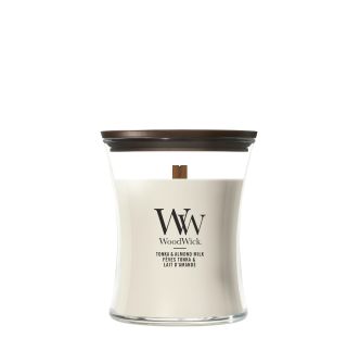 Woodwick Classic Medium Tonka & Almon Milk mirisna svijeća
